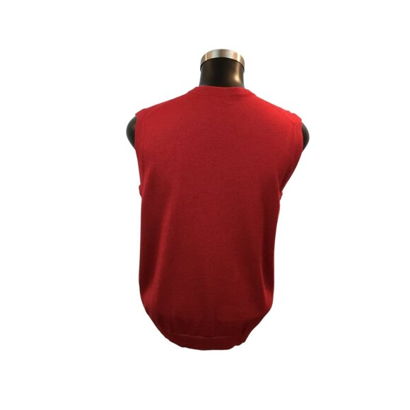 Brooks Brothers 346 Medium Mens Red Sleeveless Sweater Vest V-Neck 100% Merino W - Picture 3 of 8